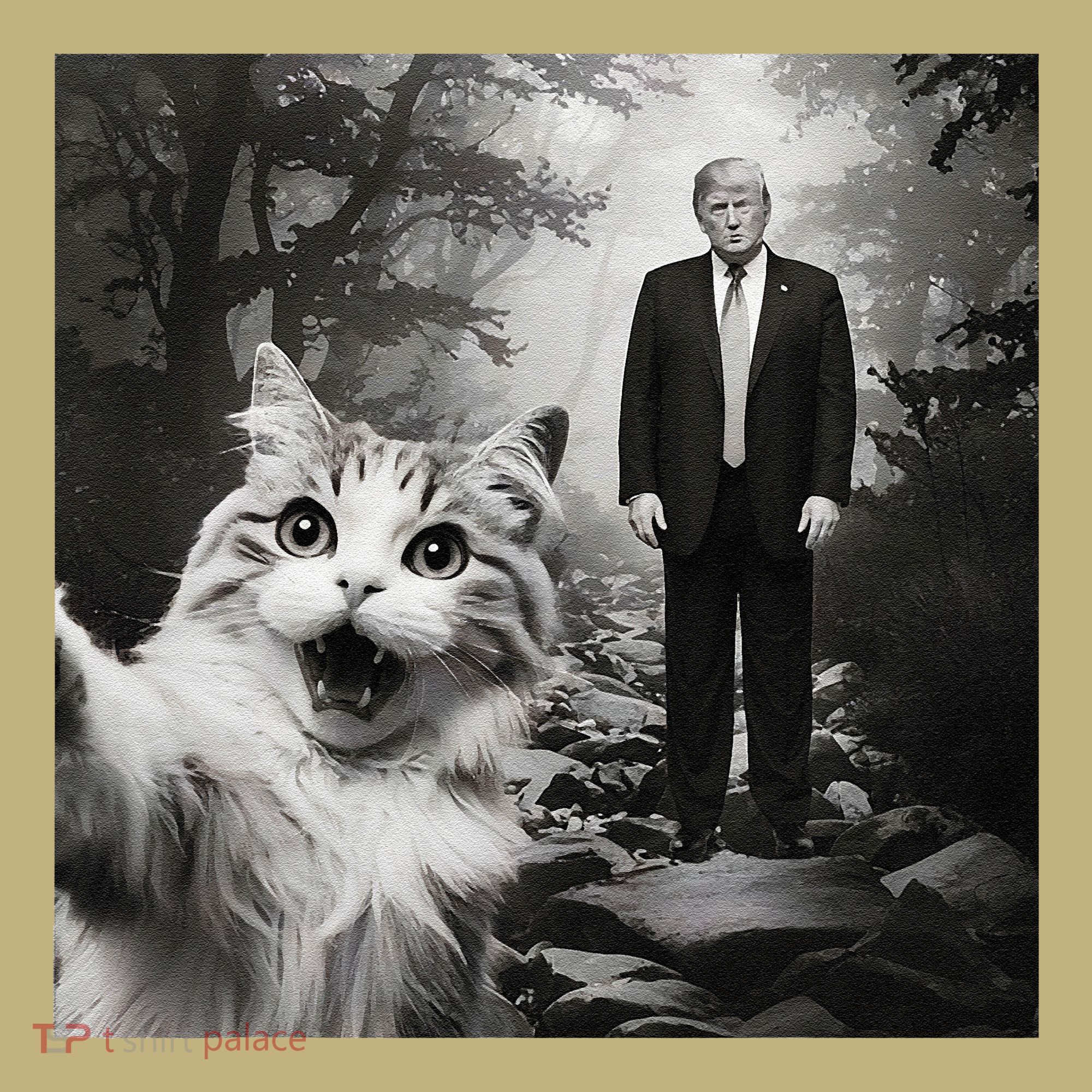 Funny Surprised Scared Cat Selfie With D.Trump Button