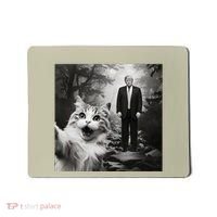 Funny Surprised Scared Cat Selfie With D.Trump Mousepad thumb 0