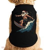 Fun Surfing Santa Christmas Santa Catching Waves Surf Lover Doggie Tank thumb 0