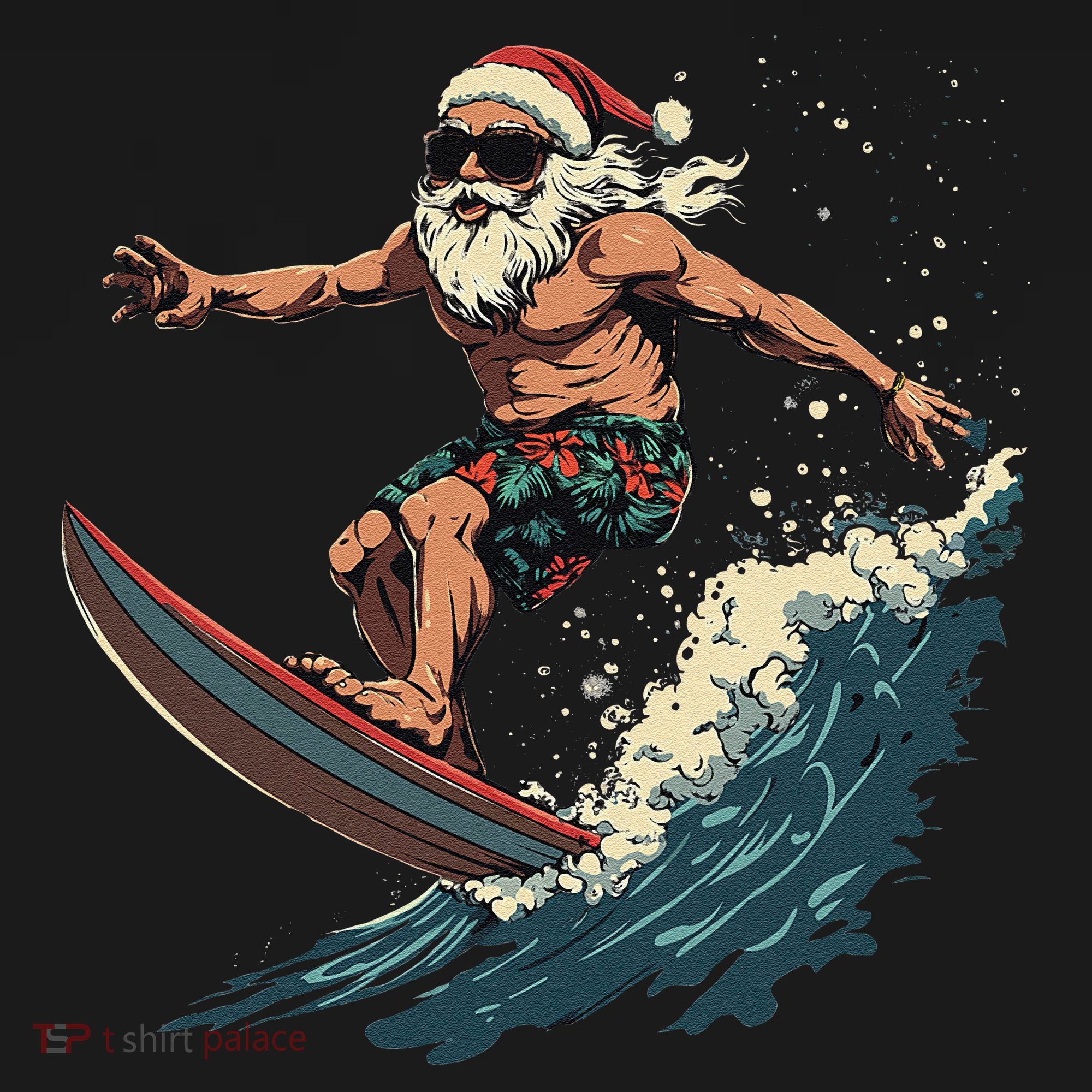 Fun Surfing Santa Christmas Santa Catching Waves Surf Lover Apron
