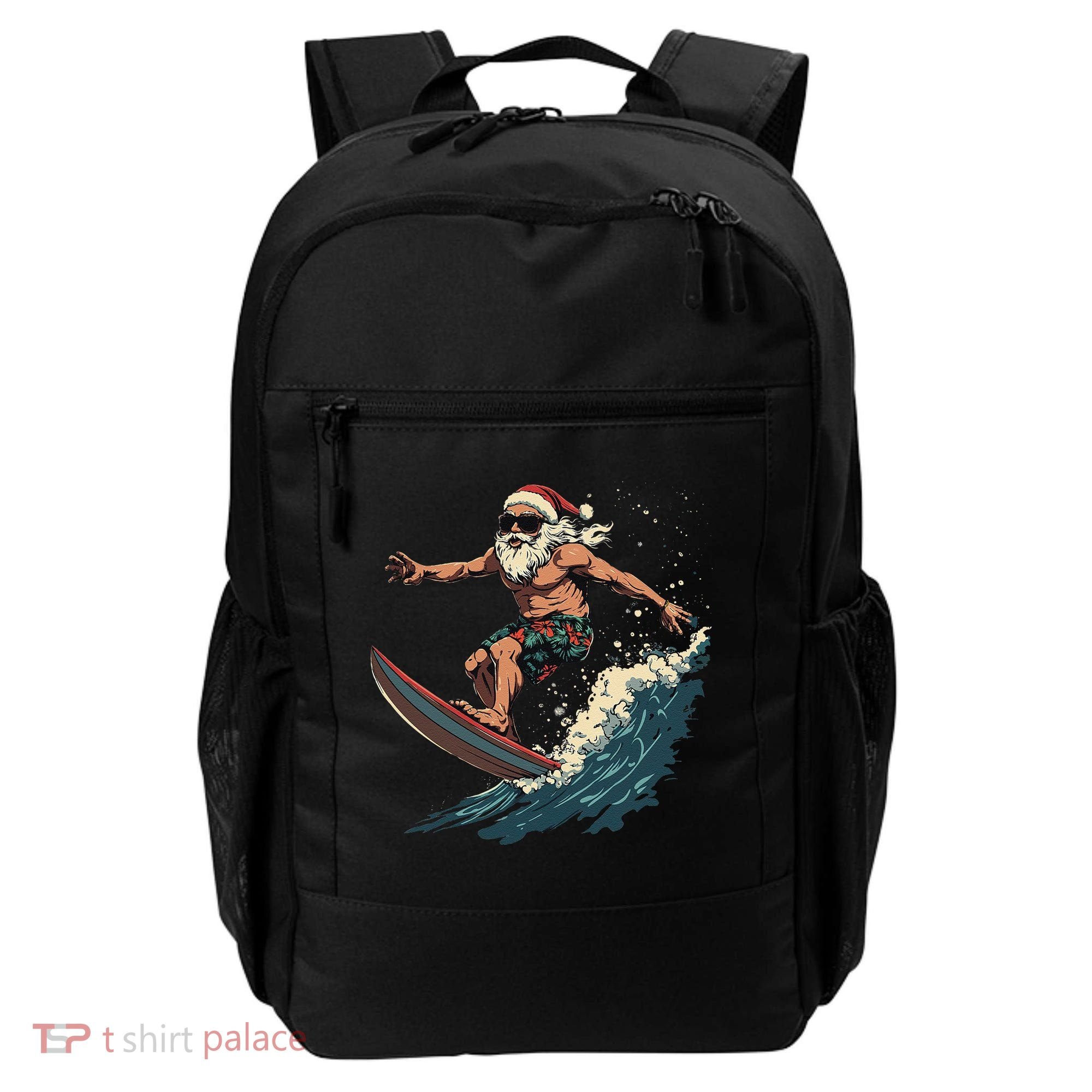 Fun Surfing Santa Christmas Santa Catching Waves Surf Lover Backpack