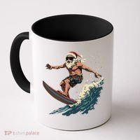 Fun Surfing Santa Christmas Santa Catching Waves Surf Lover Coffee Mug thumb 0