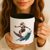 Fun Surfing Santa Christmas Santa Catching Waves Surf Lover Coffee Mug thumb 3