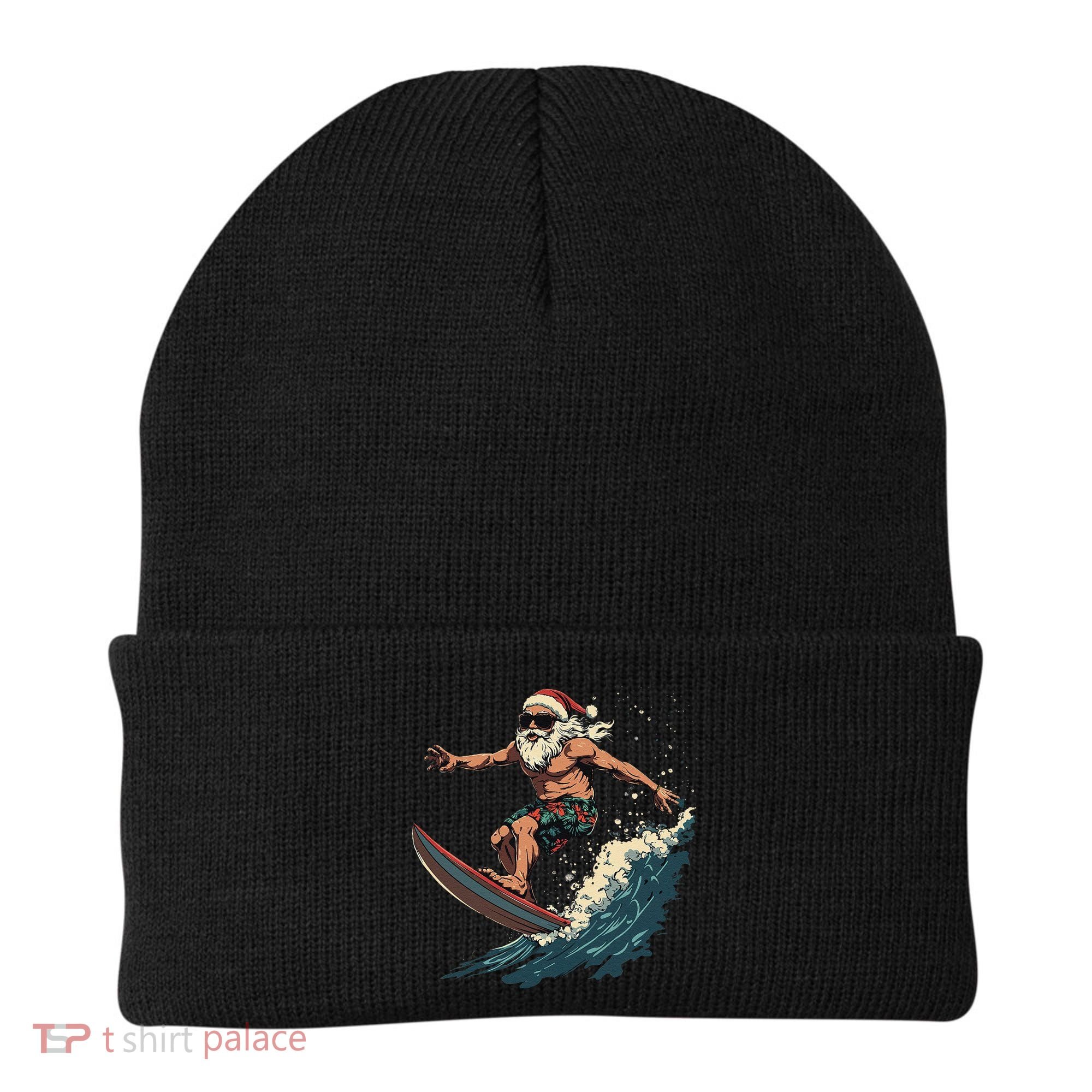 Fun Surfing Santa Christmas Santa Catching Waves Surf Lover Beanie