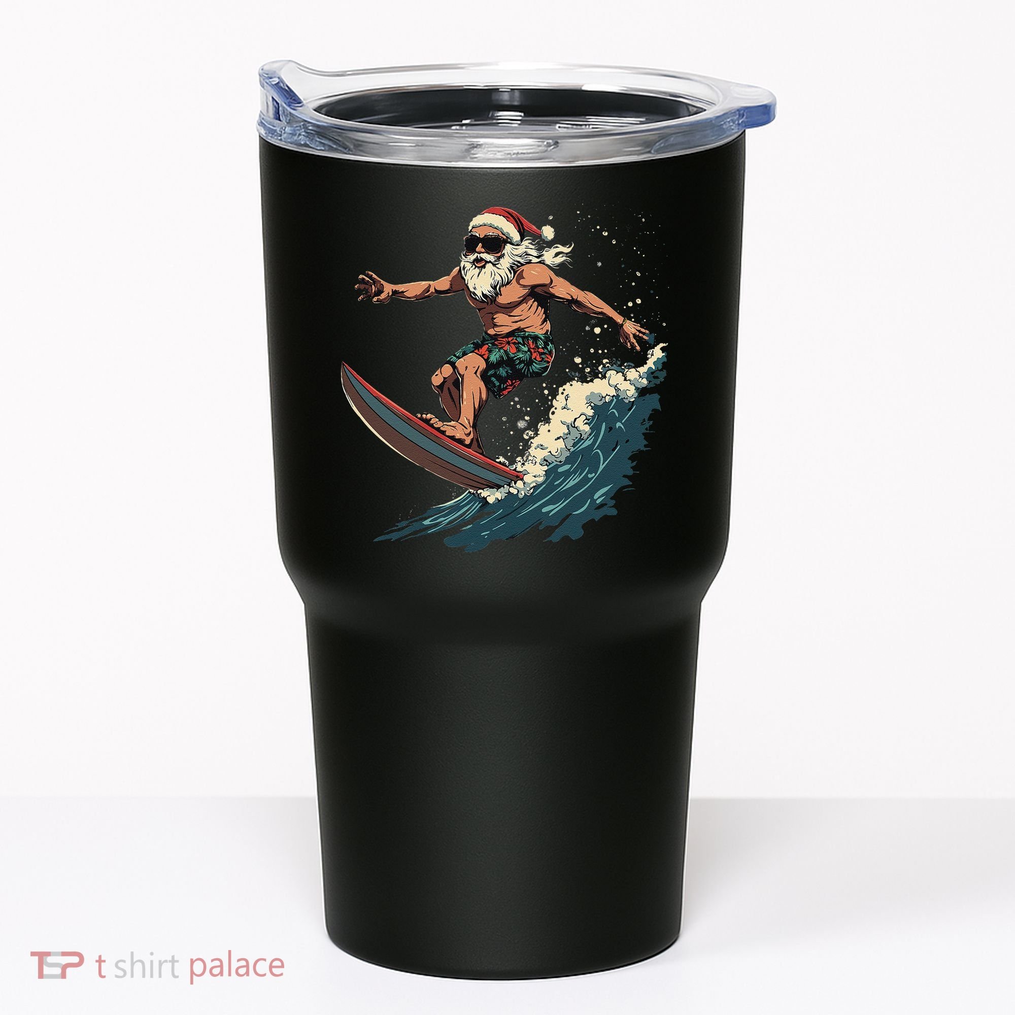 Fun Surfing Santa Christmas Santa Catching Waves Surf Lover Tumbler