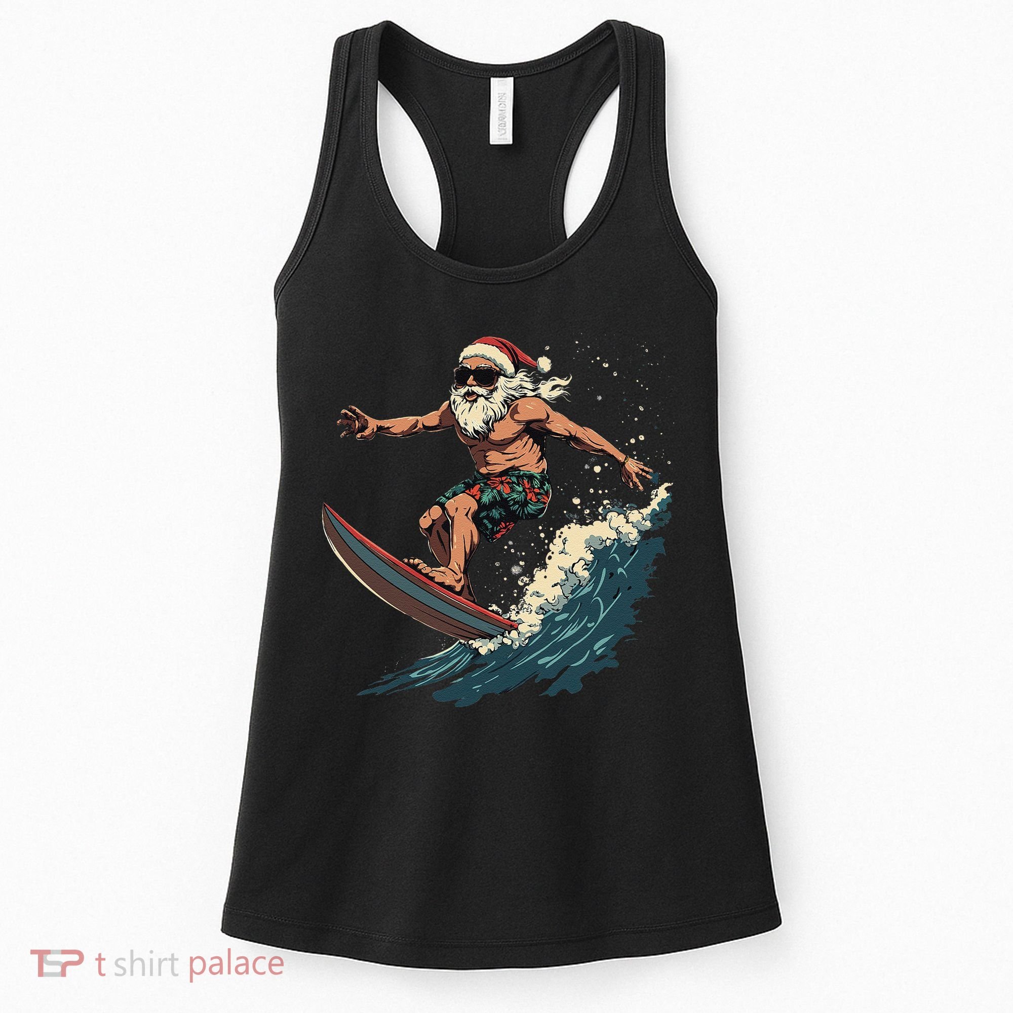 Fun Surfing Santa Christmas Santa Catching Waves Surf Lover Women's Tank Top