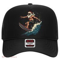 Fun Surfing Santa Christmas Santa Catching Waves Surf Lover Hat thumb 0
