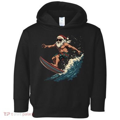 Fun Surfing Santa Christmas Santa Catching Waves Surf Lover Toddler Hoodie