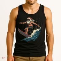 Fun Surfing Santa Christmas Santa Catching Waves Surf Lover Tank Top thumb 3