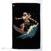Fun Surfing Santa Christmas Santa Catching Waves Surf Lover Golf Towel thumb 0