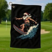 Fun Surfing Santa Christmas Santa Catching Waves Surf Lover Golf Towel thumb 1