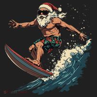 Fun Surfing Santa Christmas Santa Catching Waves Surf Lover Golf Towel thumb 3