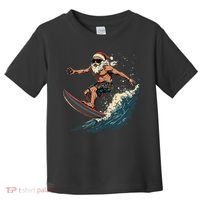 Fun Surfing Santa Christmas Santa Catching Waves Surf Lover Toddler T-Shirt thumb 0