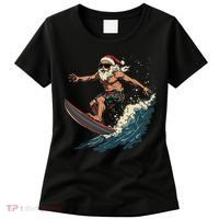 Fun Surfing Santa Christmas Santa Catching Waves Surf Lover Women's T-Shirt thumb 0