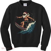 Fun Surfing Santa Christmas Santa Catching Waves Surf Lover Kids Sweatshirt thumb 0