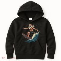 Fun Surfing Santa Christmas Santa Catching Waves Surf Lover Kids Hoodie thumb 0