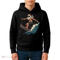 Fun Surfing Santa Christmas Santa Catching Waves Surf Lover Kids Hoodie thumb 4