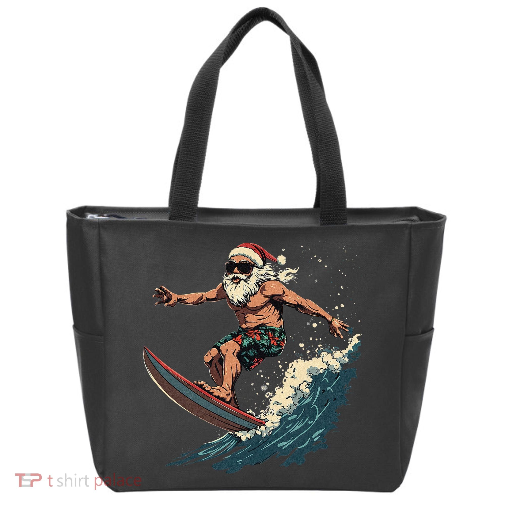 Fun Surfing Santa Christmas Santa Catching Waves Surf Lover Tote Bag