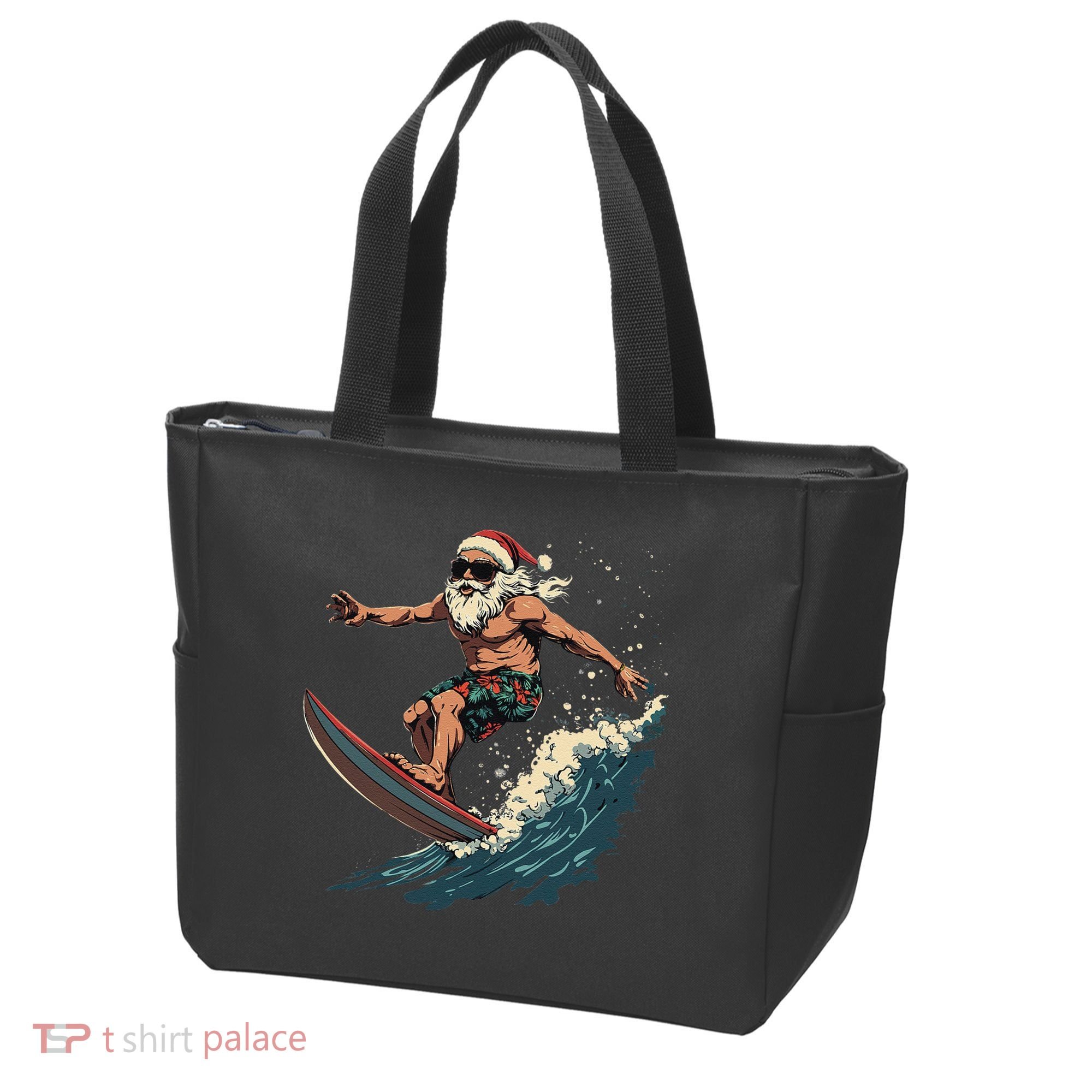 Fun Surfing Santa Christmas Santa Catching Waves Surf Lover Tote Bag