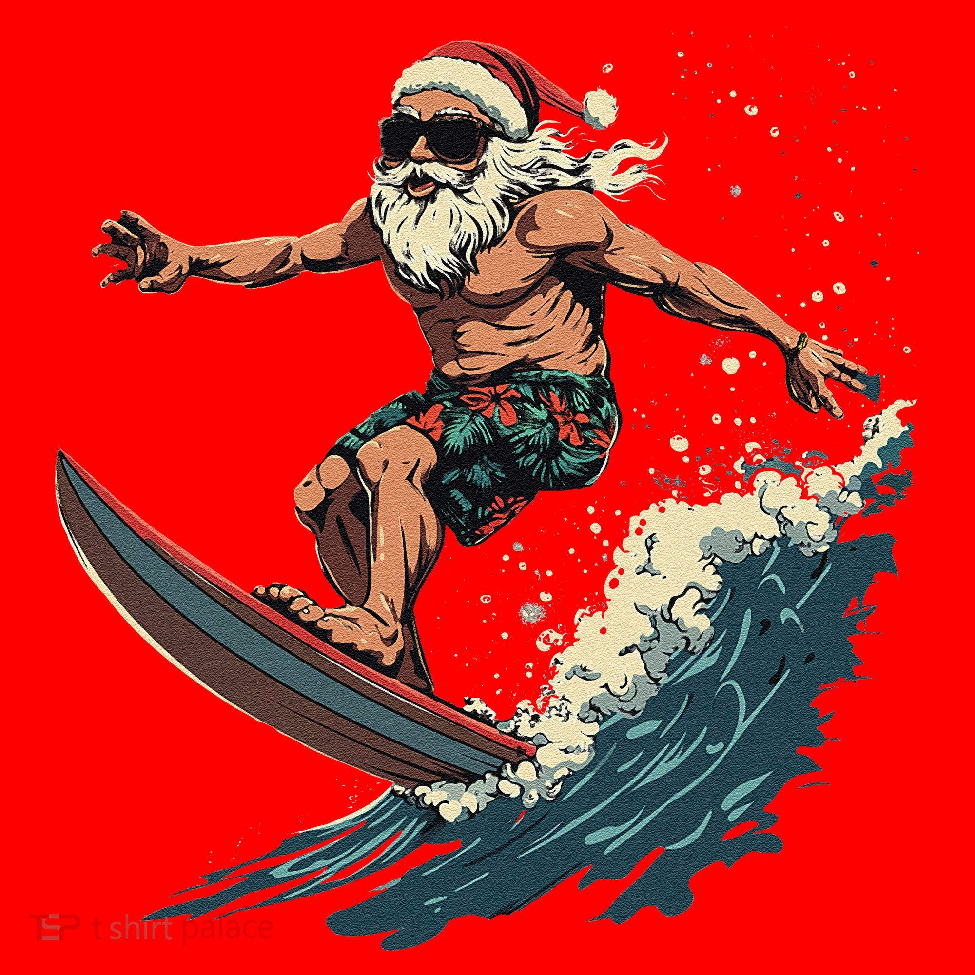 Fun Surfing Santa Christmas Santa Catching Waves Surf Lover Santa Hat