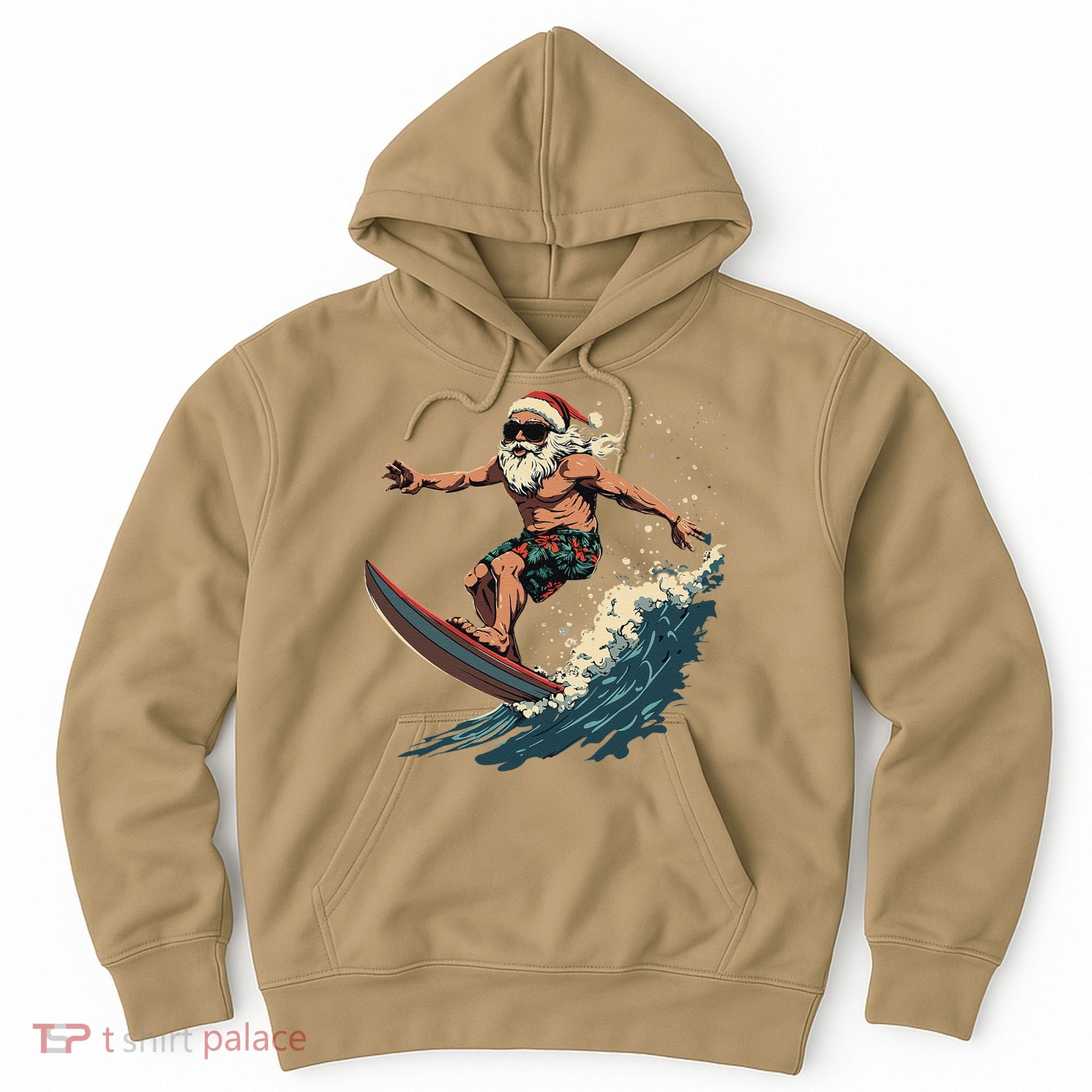 Fun Surfing Santa Christmas Santa Catching Waves Surf Lover Hoodie