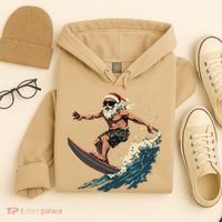 Fun Surfing Santa Christmas Santa Catching Waves Surf Lover Hoodie thumb 4