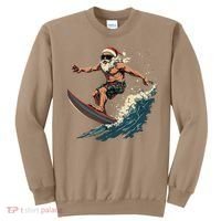 Fun Surfing Santa Christmas Santa Catching Waves Surf Lover Sweatshirt thumb 0