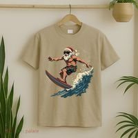 Fun Surfing Santa Christmas Santa Catching Waves Surf Lover T-Shirt thumb 2