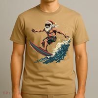 Fun Surfing Santa Christmas Santa Catching Waves Surf Lover T-Shirt thumb 3