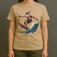Fun Surfing Santa Christmas Santa Catching Waves Surf Lover T-Shirt thumb 4
