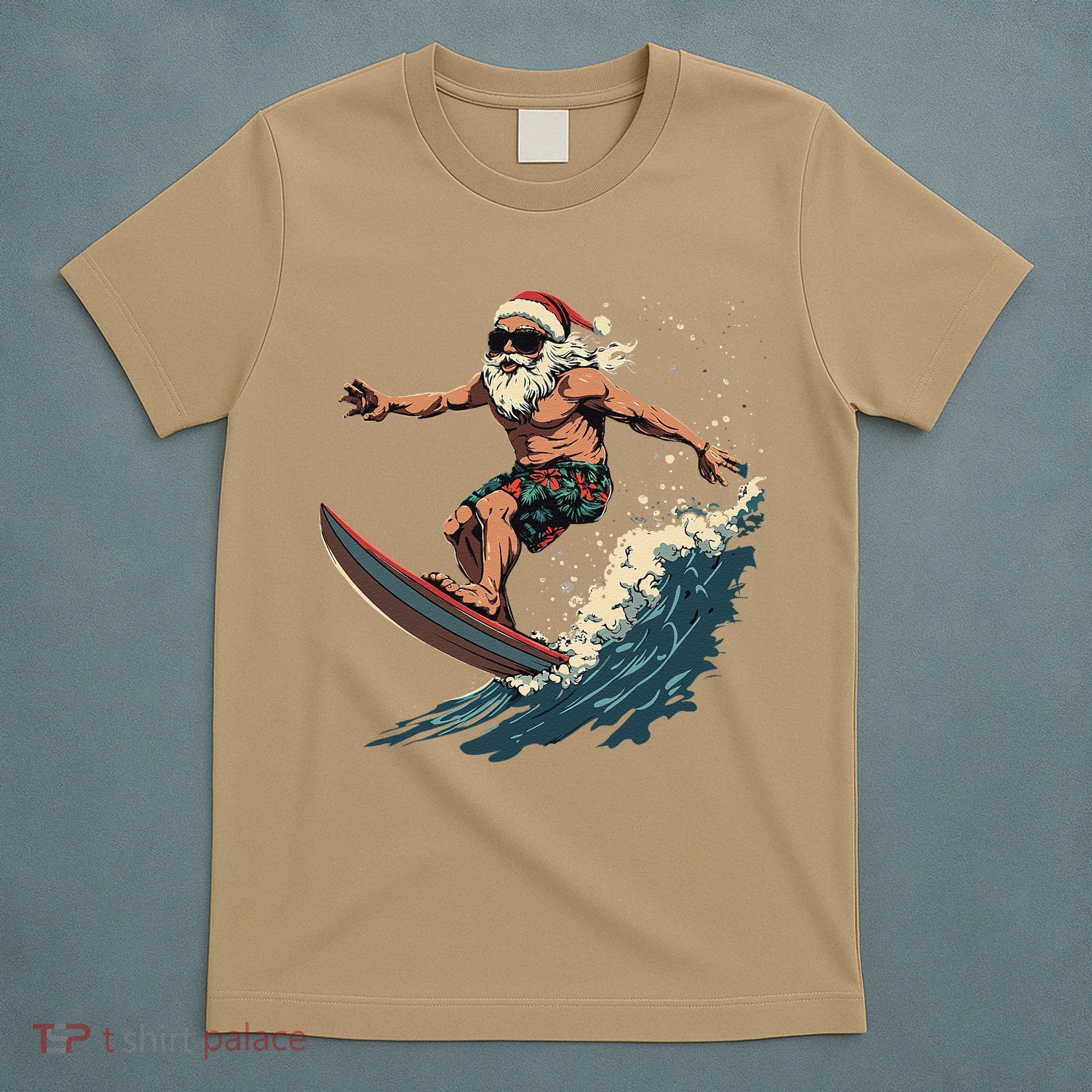 Fun Surfing Santa Christmas Santa Catching Waves Surf Lover T-Shirt