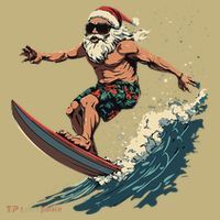 Fun Surfing Santa Christmas Santa Catching Waves Surf Lover T-Shirt thumb 7