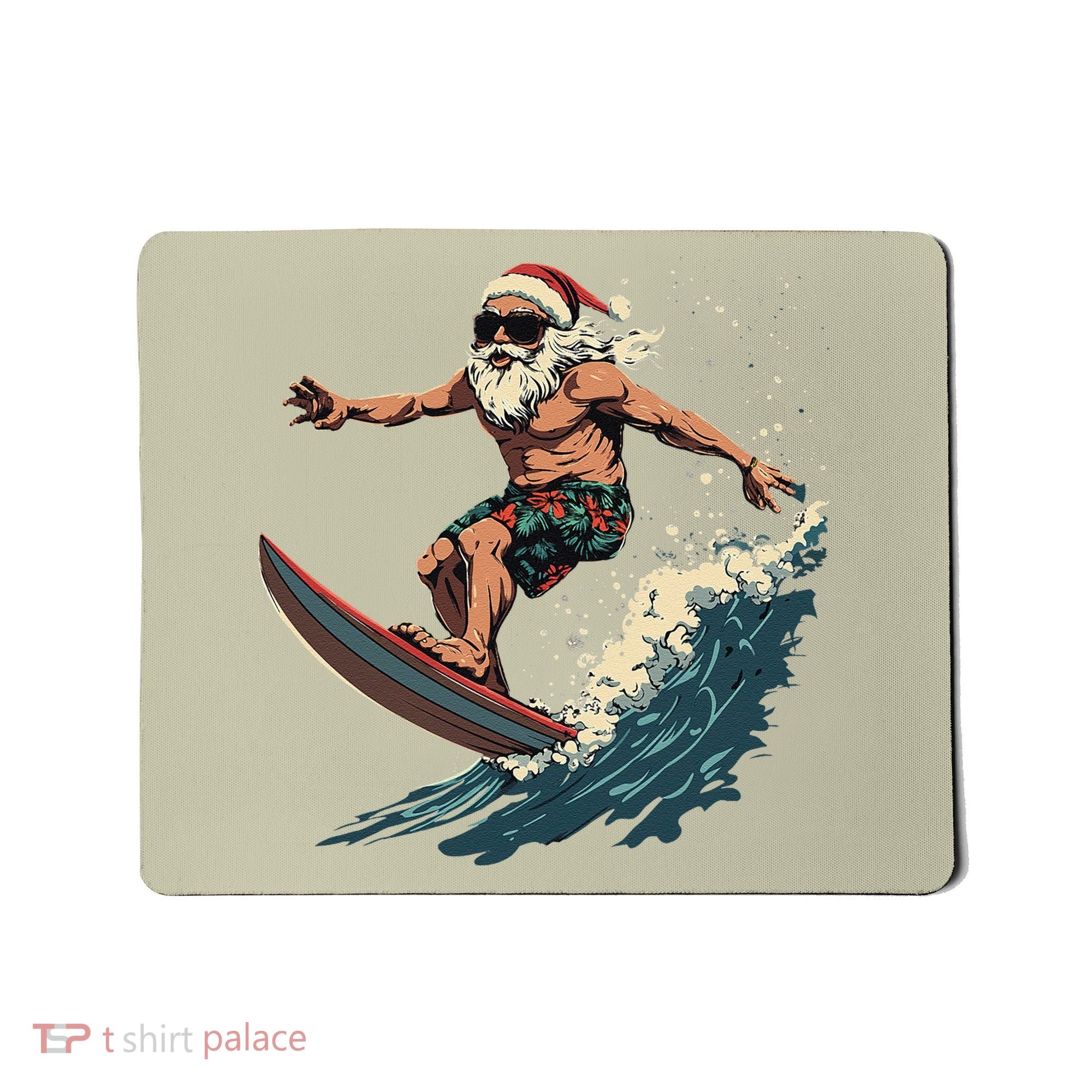 Fun Surfing Santa Christmas Santa Catching Waves Surf Lover Mousepad