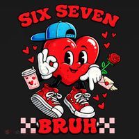 Funny Six Seven Bruh Heart 67 6-7 Valentines Day Sweatshirt thumb 3