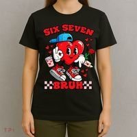 Funny Six Seven Bruh Heart 67 6-7 Valentines Day T-Shirt thumb 4