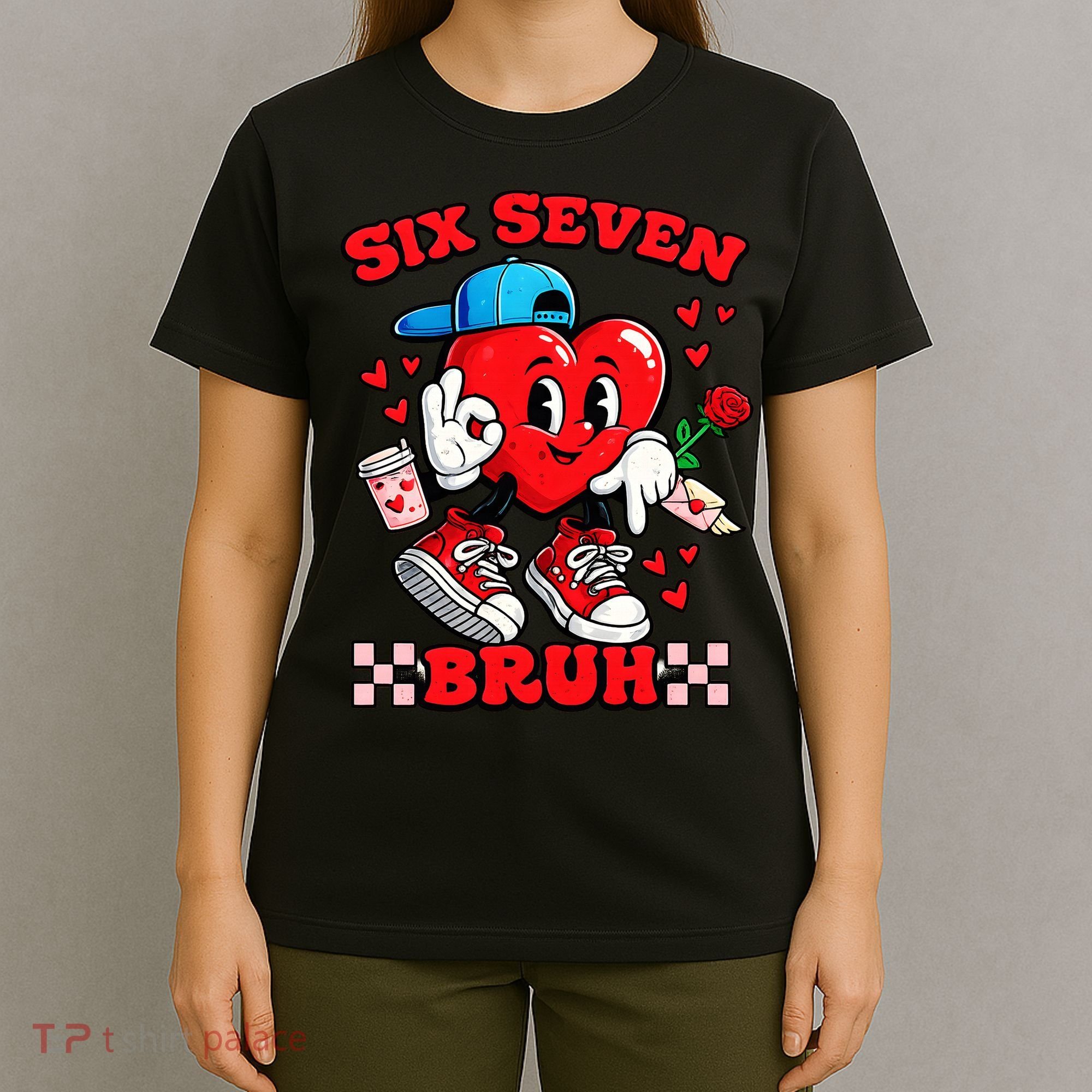 Funny Six Seven Bruh Heart 67 6-7 Valentines Day T-Shirt