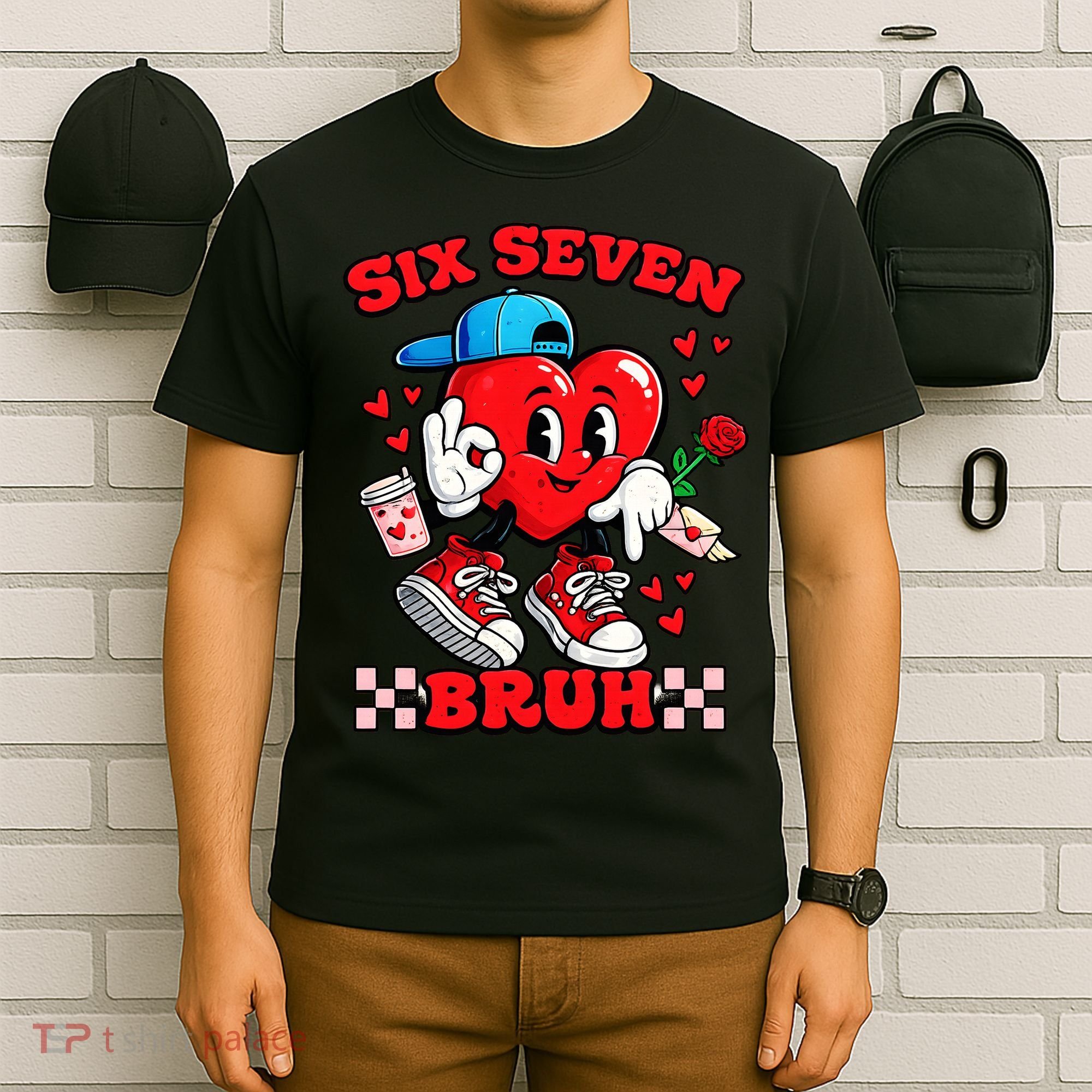 Funny Six Seven Bruh Heart 67 6-7 Valentines Day T-Shirt