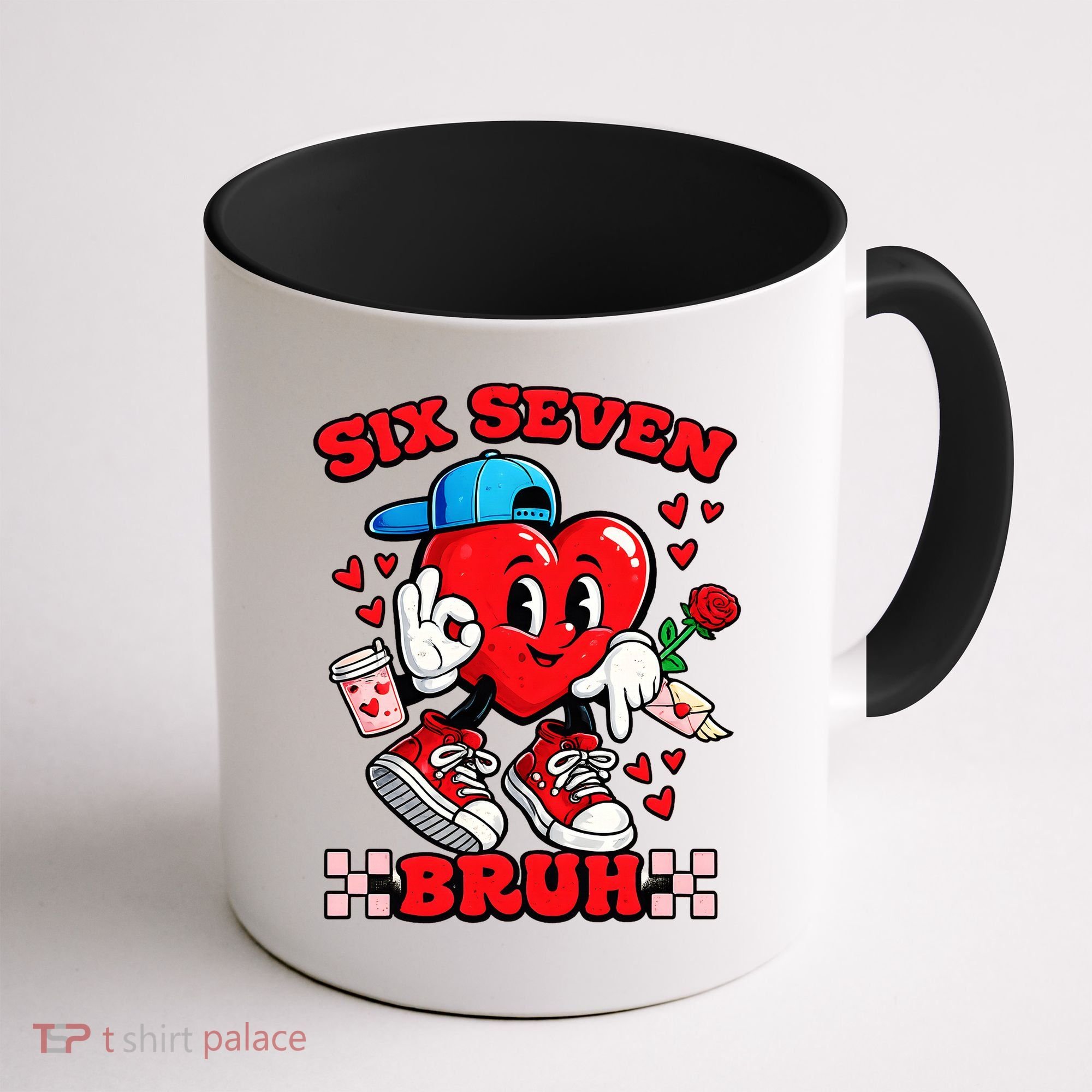 Funny Six Seven Bruh Heart 67 6-7 Valentines Day Coffee Mug