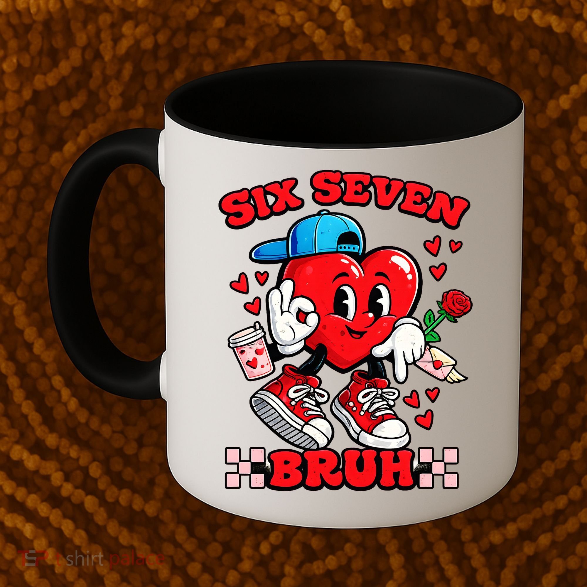 Funny Six Seven Bruh Heart 67 6-7 Valentines Day Coffee Mug