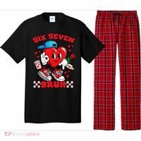Funny Six Seven Bruh Heart 67 6-7 Valentines Day Pajama Set thumb 0