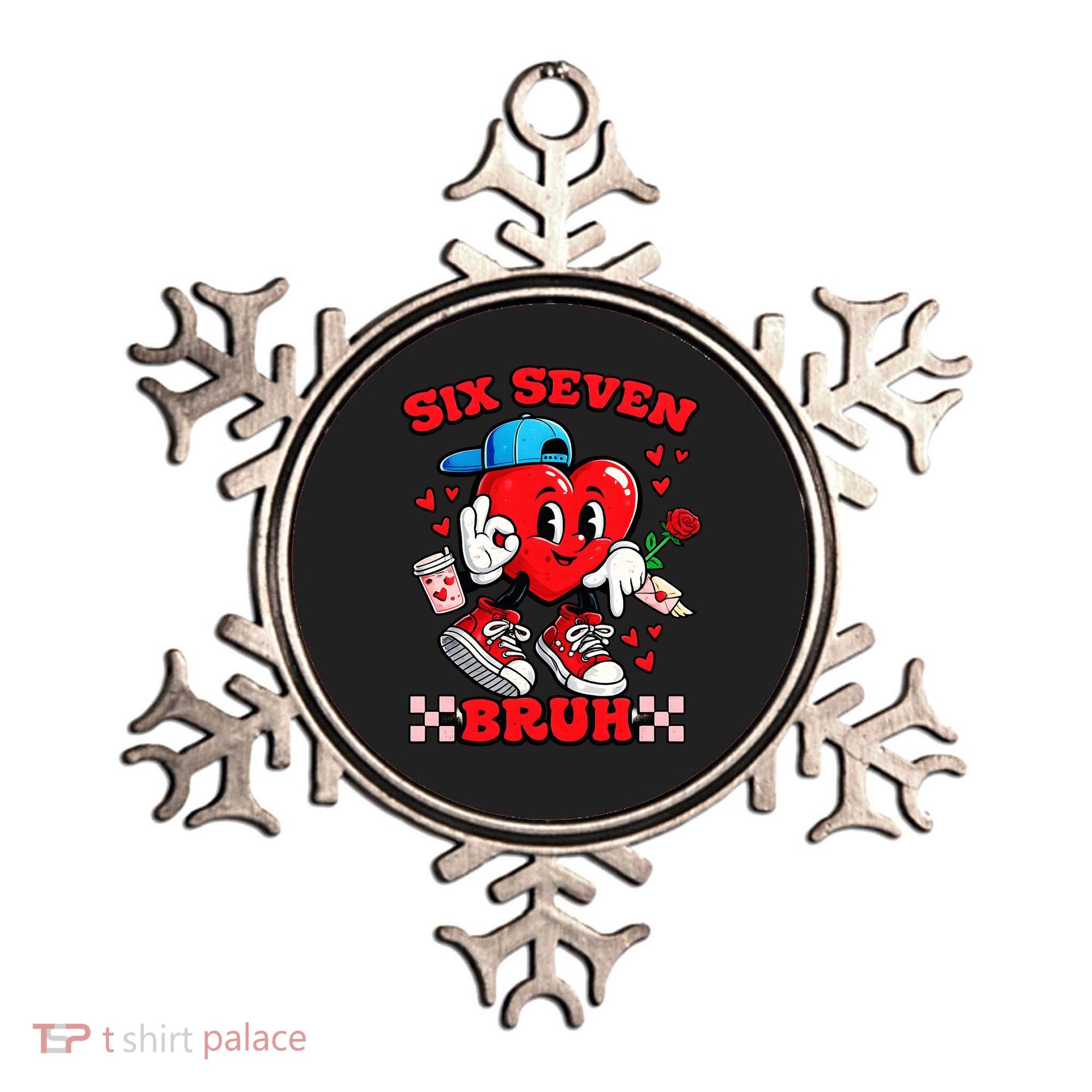 Funny Six Seven Bruh Heart 67 6-7 Valentines Day Ornament