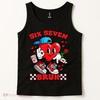 Funny Six Seven Bruh Heart 67 6-7 Valentines Day Tank Top thumb 2