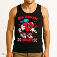 Funny Six Seven Bruh Heart 67 6-7 Valentines Day Tank Top thumb 3