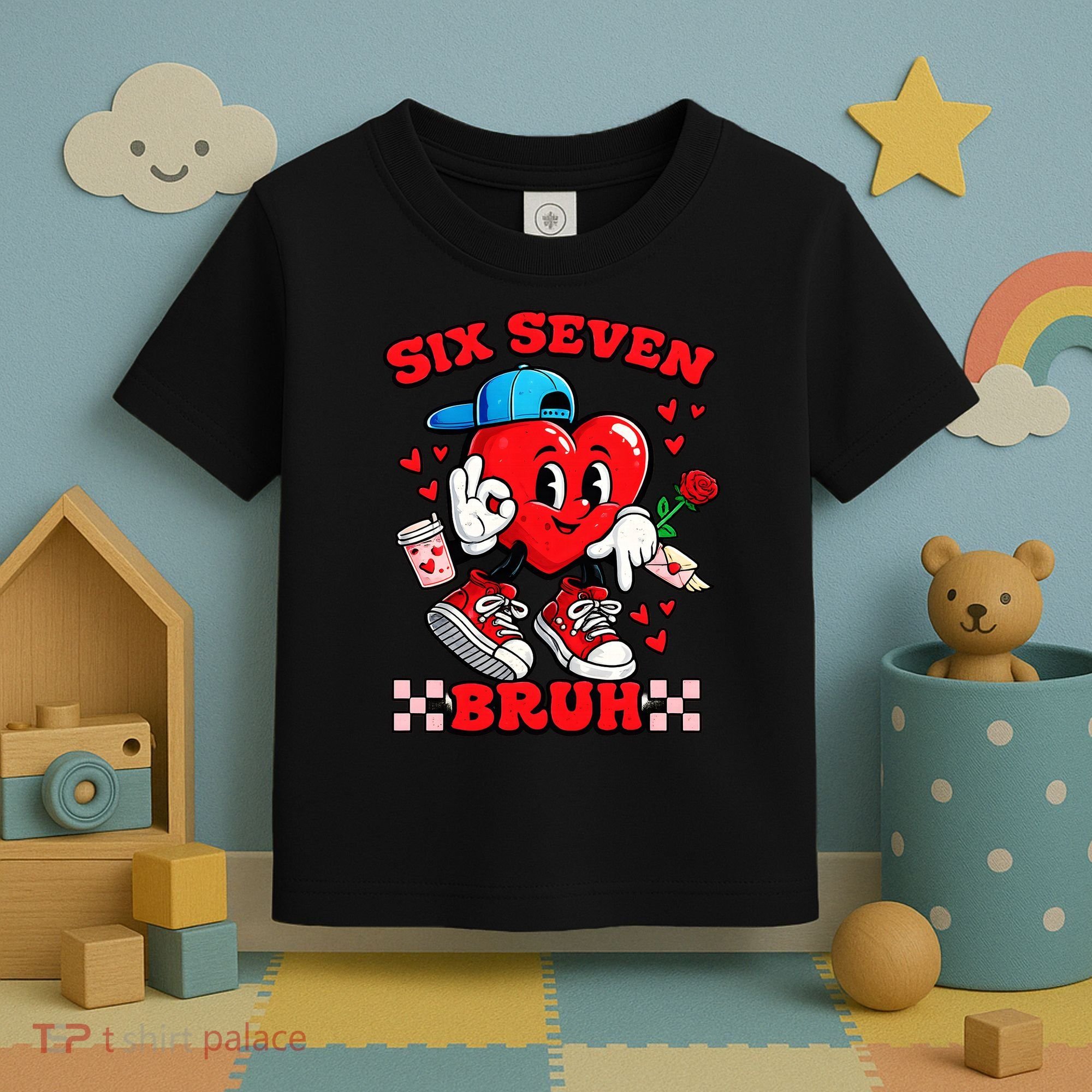 Funny Six Seven Bruh Heart 67 6-7 Valentines Day Toddler T-Shirt