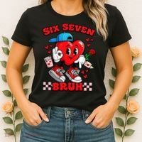 Funny Six Seven Bruh Heart 67 6-7 Valentines Day Women's T-Shirt thumb 2