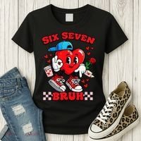 Funny Six Seven Bruh Heart 67 6-7 Valentines Day Women's T-Shirt thumb 3