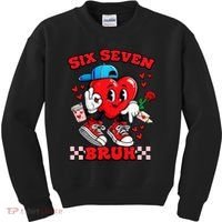 Funny Six Seven Bruh Heart 67 6-7 Valentines Day Kids Sweatshirt thumb 0