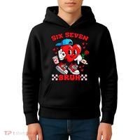 Funny Six Seven Bruh Heart 67 6-7 Valentines Day Kids Hoodie thumb 4