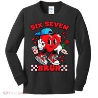 Funny Six Seven Bruh Heart 67 6-7 Valentines Day Kids Long Sleeve Shirt thumb 0
