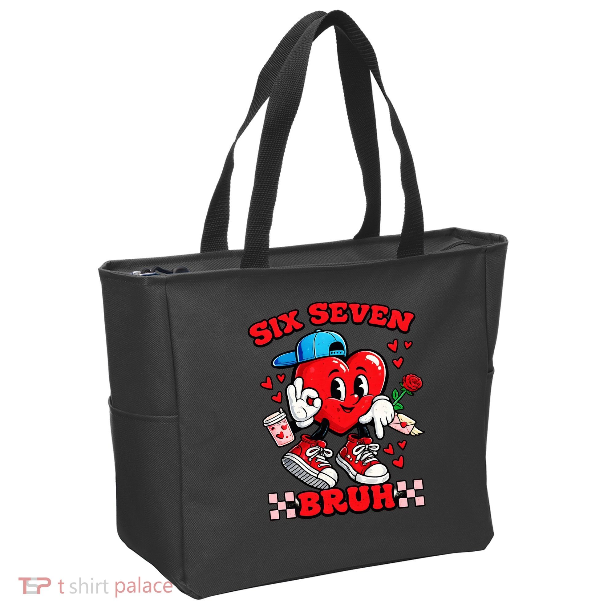 Funny Six Seven Bruh Heart 67 6-7 Valentines Day Tote Bag